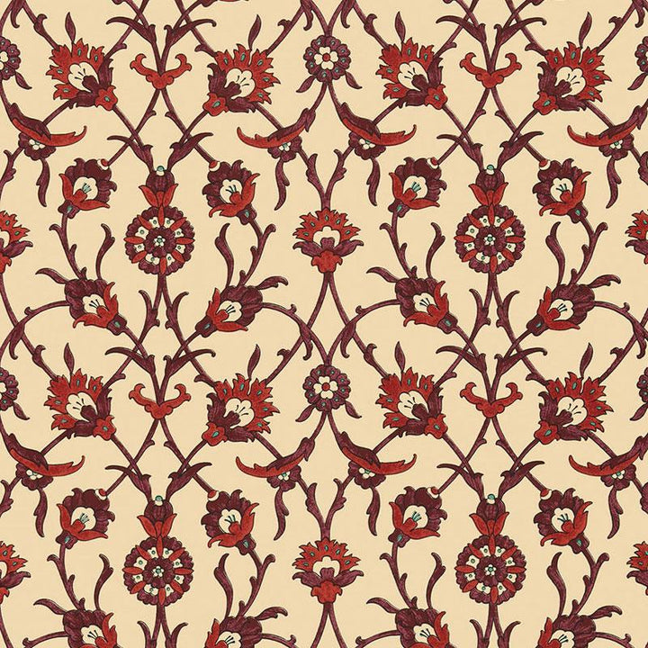Sultan'S Trellis Pomegranate 5006702 by Schumacher Designer Wallpaper Ottoman Chic 13.5" - Swanky Fabrics -
