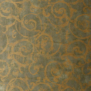 Bernini Scroll Mist 528172 by Schumacher Designer Wallpaper