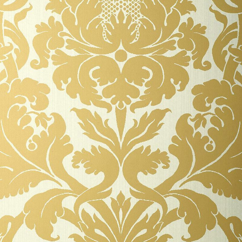 Fiorella Damask Patina 529192 by Schumacher Designer Wallpaper Palazzo 27.0" - Swanky Fabrics -