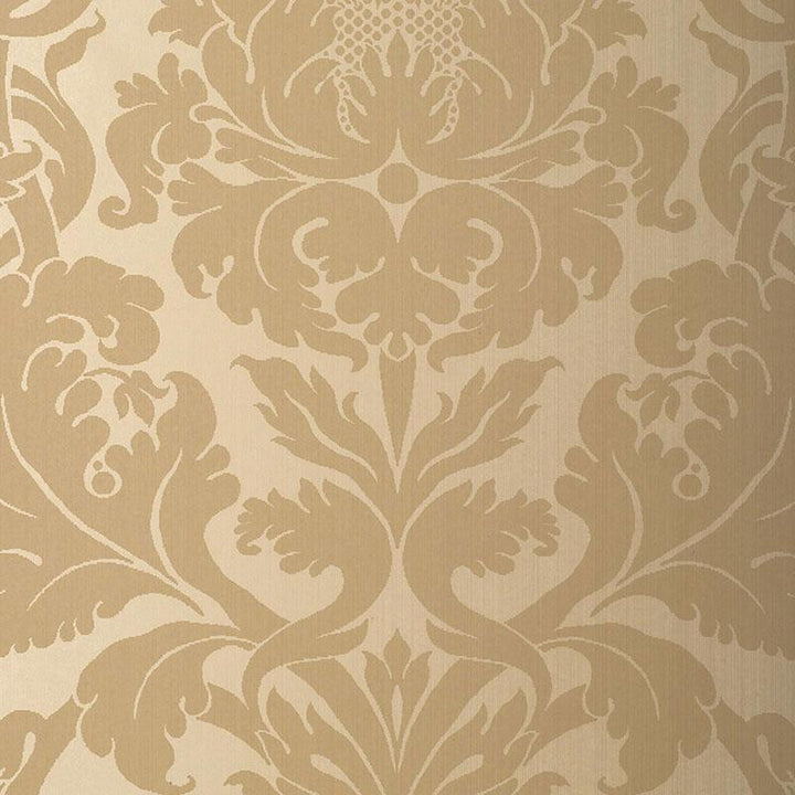 Fiorella Damask Oatmeal 529193 by Schumacher Designer Wallpaper Palazzo 27.0" - Swanky Fabrics -