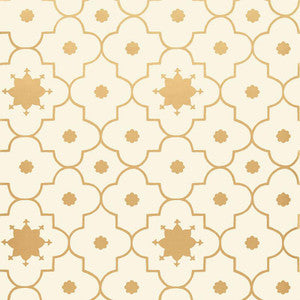 Taj Trellis Burnished Gilt 5006624 by Schumacher Designer Wallpaper