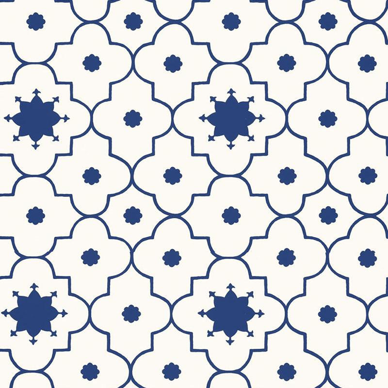 Taj Trellis Jaipur Blue 5006620 by Schumacher Designer Wallpaper Martyn Lawrence Bullard 13.5" - Swanky Fabrics -