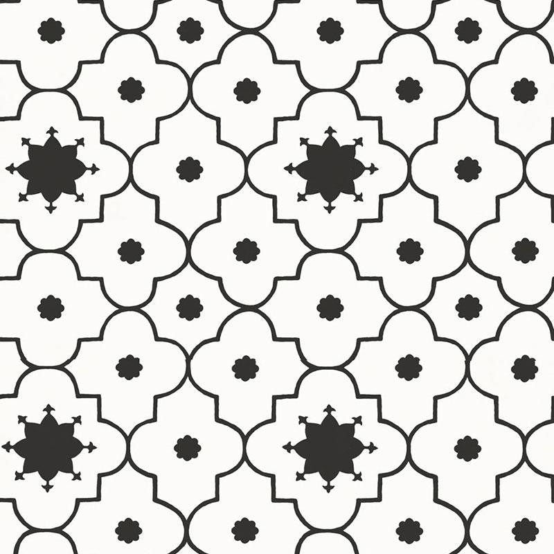 Taj Trellis Noir 5006623 by Schumacher Designer Wallpaper Martyn Lawrence Bullard 13.5" - Swanky Fabrics -