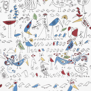 Aviary Multi On White 2705511 by Schumacher Designer Wallpaper