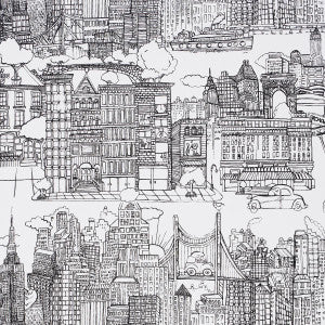 New York New York Black On White 2705530 by Schumacher Designer Wallpaper