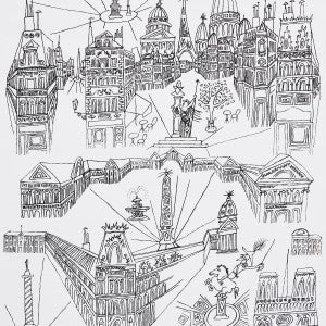 Views Of Paris Black & White 2705780 by Schumacher Designer Wallpaper