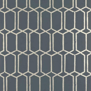 Modern Trellis Charcoal Metallic 5003281 by Schumacher Designer Wallpaper