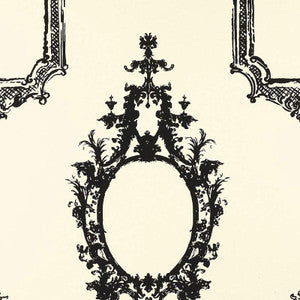 Go Baroque Noir & Blanc 5003290 by Schumacher Designer Wallpaper