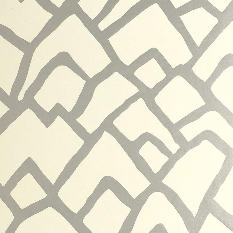 Zimba Silver 5003300 by Schumacher Designer Wallpaper Exuberant Prints 27.0" - Swanky Fabrics -