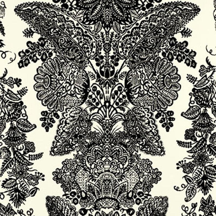 Lace Black & Ivory 5003320 by Schumacher Designer Wallpaper Exuberant Prints 23.0" - Swanky Fabrics -
