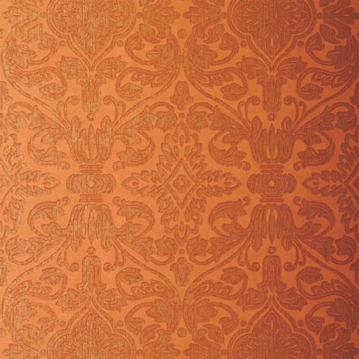 Varenna Damask Terracotta 5003603 by Schumacher Designer Wallpaper Palazzo 13.5" - Swanky Fabrics -