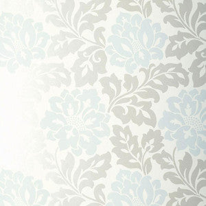 Saraceno Damask Aquamarine 5003631 by Schumacher Designer Wallpaper
