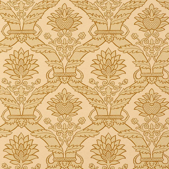 Siena Damask Natural 5003650 by Schumacher Designer Wallpaper Palazzo 10.25" - Swanky Fabrics -