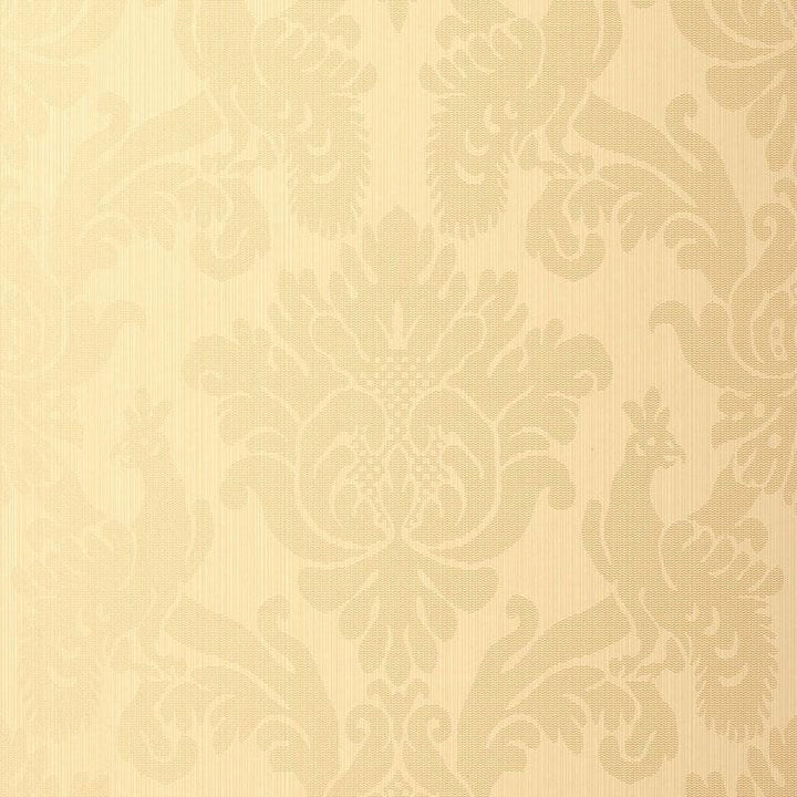 Valette Strie Damask Champagne 5003660 by Schumacher Designer Wallpaper Palazzo 10.25" - Swanky Fabrics -