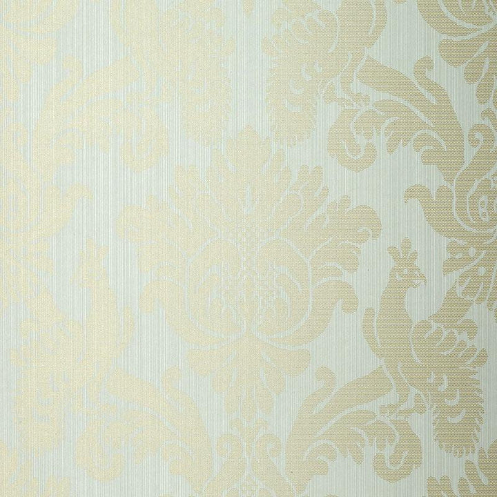 Valette Strie Damask Robin'S Egg 5003662 by Schumacher Designer Wallpaper Palazzo 10.25" - Swanky Fabrics -