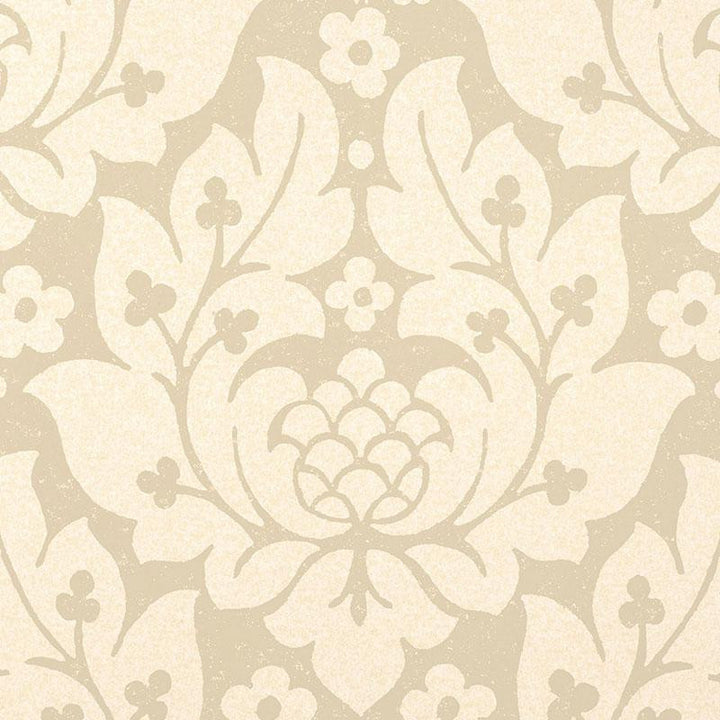 Fiore Damask Linen 5003670 by Schumacher Designer Wallpaper Palazzo 13.5" - Swanky Fabrics -