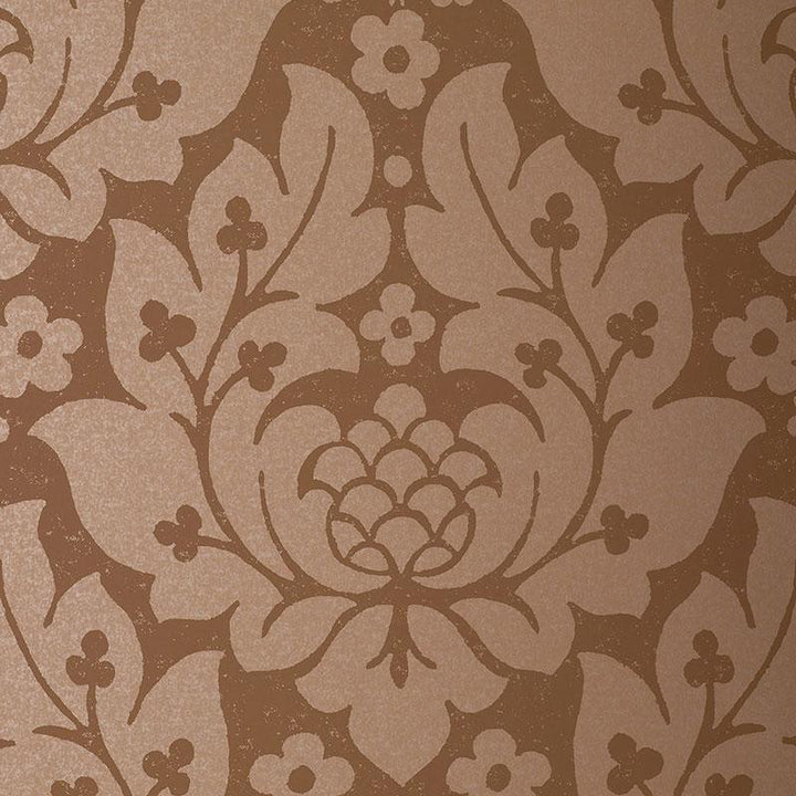 Fiore Damask Mocha 5003673 by Schumacher Designer Wallpaper Palazzo 13.5" - Swanky Fabrics -