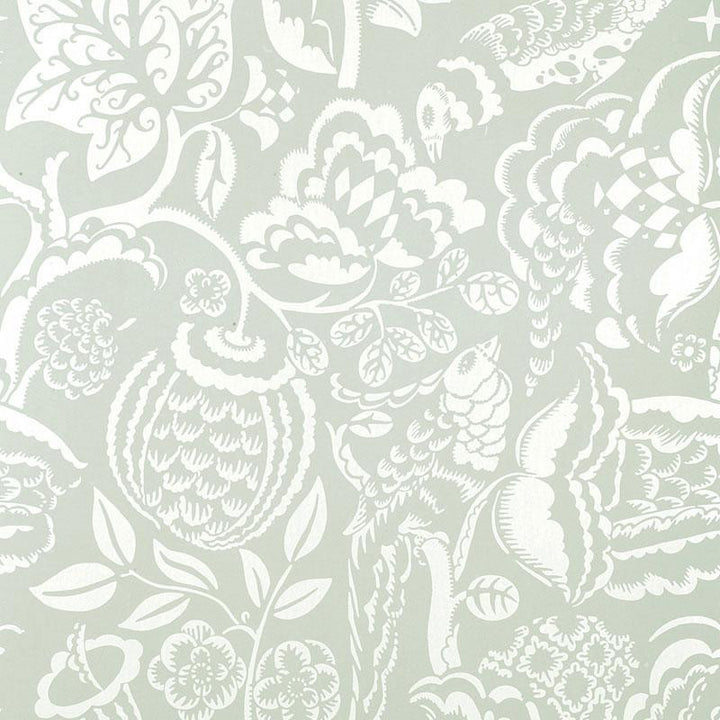 Uccello Aqua 5003713 by Schumacher Designer Wallpaper Palazzo 27.0" - Swanky Fabrics -