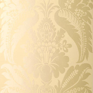Montebello Damask Ecru 5003730 by Schumacher Designer Wallpaper