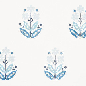 Floweret Paperweave Porcelain 5008922 by Schumacher Designer Wallpaper