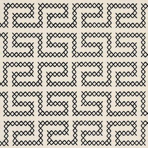 A Maze Embroidery Black On Ivory 70230 by Schumacher Designer Fabric