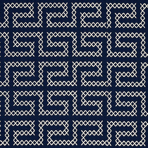 A Maze Embroidery Navy 70233 by Schumacher Designer Fabric