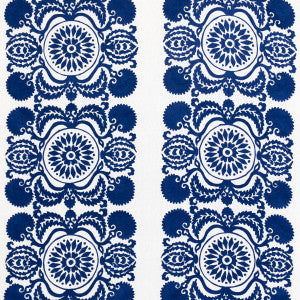 Castanet Embroidery Cobalt 70260 by Schumacher Designer Fabric