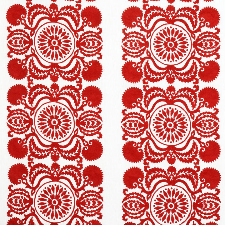 Castanet Embroidery Red 70261 by Schumacher Designer Fabric Contemporary Embroideries 26.0" - Swanky Fabrics -