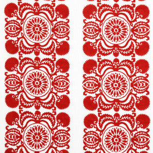 Castanet Embroidery Red 70261 by Schumacher Designer Fabric