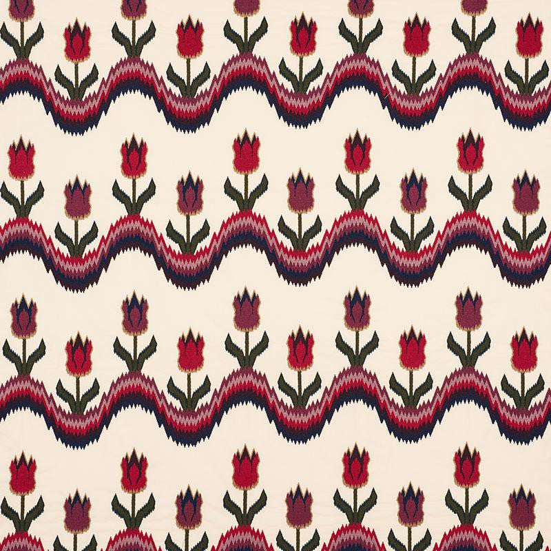 Tulip Flamestitch Embroidery Jewel 70270 by Schumacher Designer Fabric Contemporary Embroideries 51.0" - Swanky Fabrics -