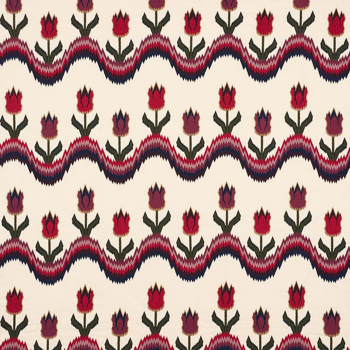 Tulip Flamestitch Embroidery Jewel 70270 by Schumacher Designer Fabric Contemporary Embroideries 51.0" - Swanky Fabrics -