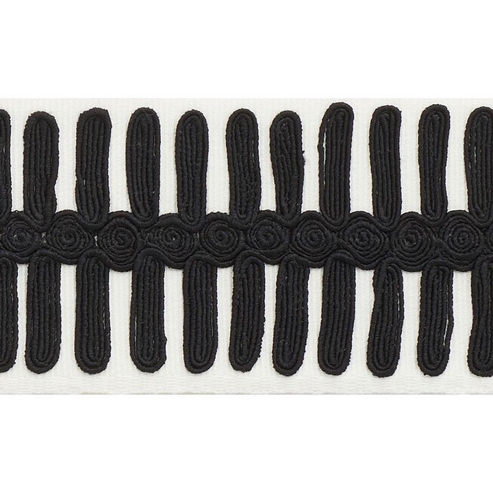 Castille Tape Black On Ivory 70742 by Schumacher Designer Trim Misterioso - Swanky Fabrics -
