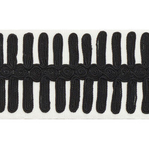 Castille Tape Black On Ivory 70742 by Schumacher Designer Trim