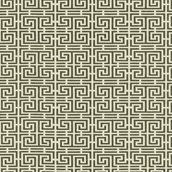 Chinois Fret Noir/ Almond 54950 by Schumacher Designer Fabric Essentials: Small-Scale Upholstery 2.25" - Swanky Fabrics -