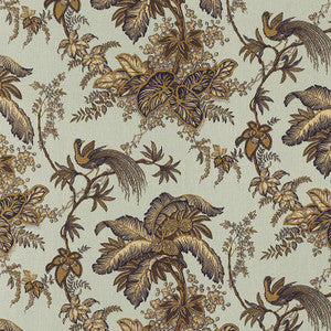 Coconut Grove Aqua & Tan 171114 by Schumacher Designer Fabric