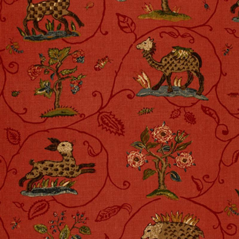 La Menagerie Flame Red 172762 by Schumacher Designer Fabric A Country Life 27.0" - Swanky Fabrics -