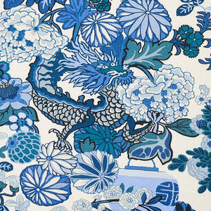Chiang Mai Dragon China Blue 173272 by Schumacher Designer Fabric