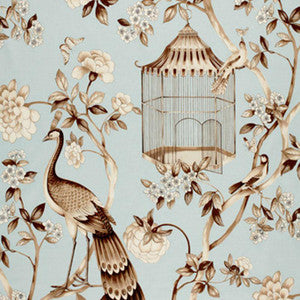 Oiseaux Et Fleurs Mineral 173440 by Schumacher Designer Fabric