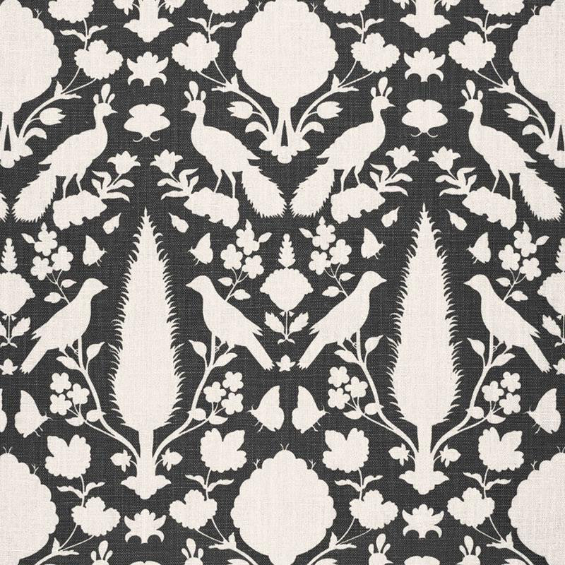 Chenonceau Charcoal 173563 by Schumacher Designer Fabric Exuberant Prints 13.5" - Swanky Fabrics -
