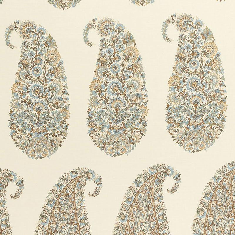 Shirala Paisley Aqua 173780 by Schumacher Designer Fabric Classic Prints 13.5" - Swanky Fabrics -