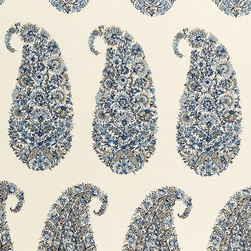 Shirala Paisley Delft 173783 by Schumacher Designer Fabric Classic Prints 13.5" - Swanky Fabrics -