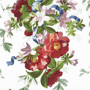 Ellesmere Ribbon Floral Ivory 173810 by Schumacher Designer Fabric