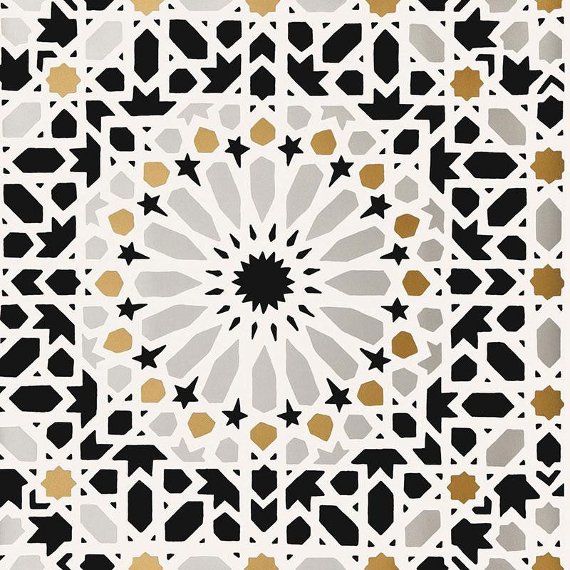 Nasrid Palace Mosaic Mica 5005961 by Schumacher Designer Wallpaper Byzantium 20.5" - Swanky Fabrics -