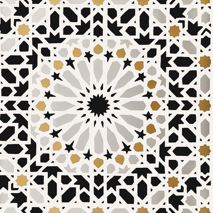 Nasrid Palace Mosaic Mica 5005961 by Schumacher Designer Wallpaper Byzantium 20.5" - Swanky Fabrics -