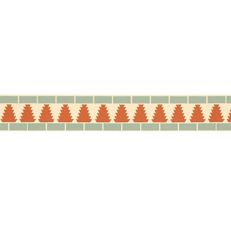 Cadiz Mosaic Border Persimmon 5006032 by Schumacher Designer Wallpaper Byzantium 13.5" - Swanky Fabrics -