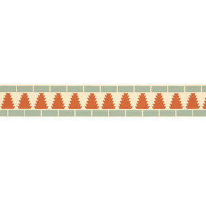 Cadiz Mosaic Border Persimmon 5006032 by Schumacher Designer Wallpaper