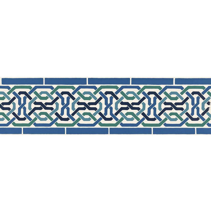 Darro Mosaic Border Aegean 5006020 by Schumacher Designer Wallpaper Byzantium 13.5" - Swanky Fabrics -