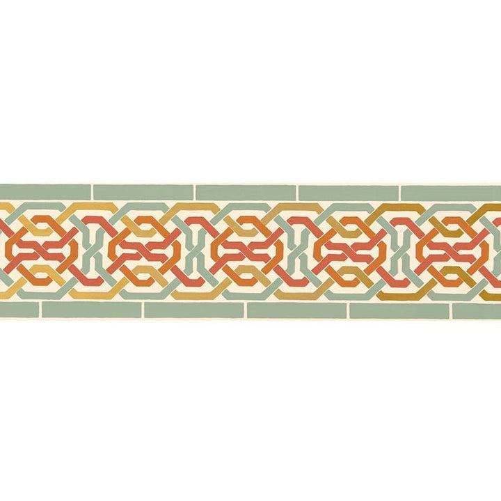 Darro Mosaic Border Persimmon 5006022 by Schumacher Designer Wallpaper Byzantium 13.5" - Swanky Fabrics -
