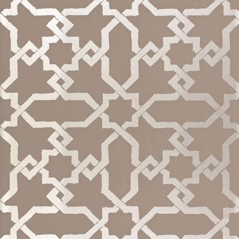 Cordoba Taupe / Silver 5005922 by Schumacher Designer Wallpaper Byzantium 13.5" - Swanky Fabrics -