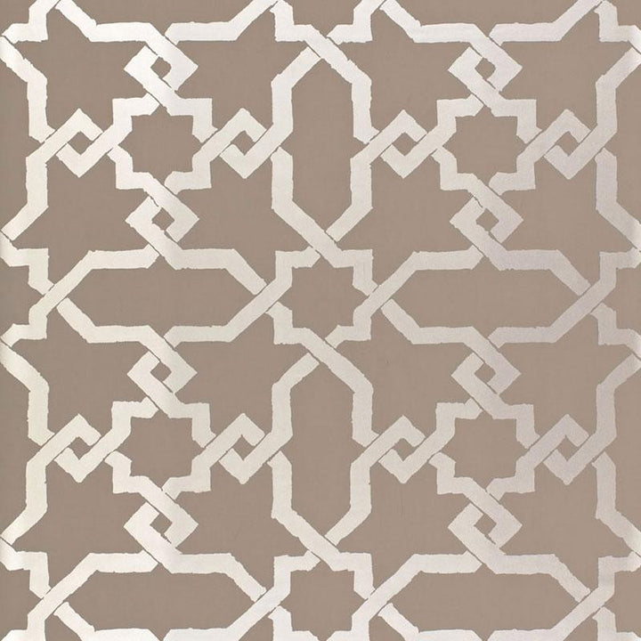 Cordoba Taupe / Silver 5005922 by Schumacher Designer Wallpaper Byzantium 13.5" - Swanky Fabrics -